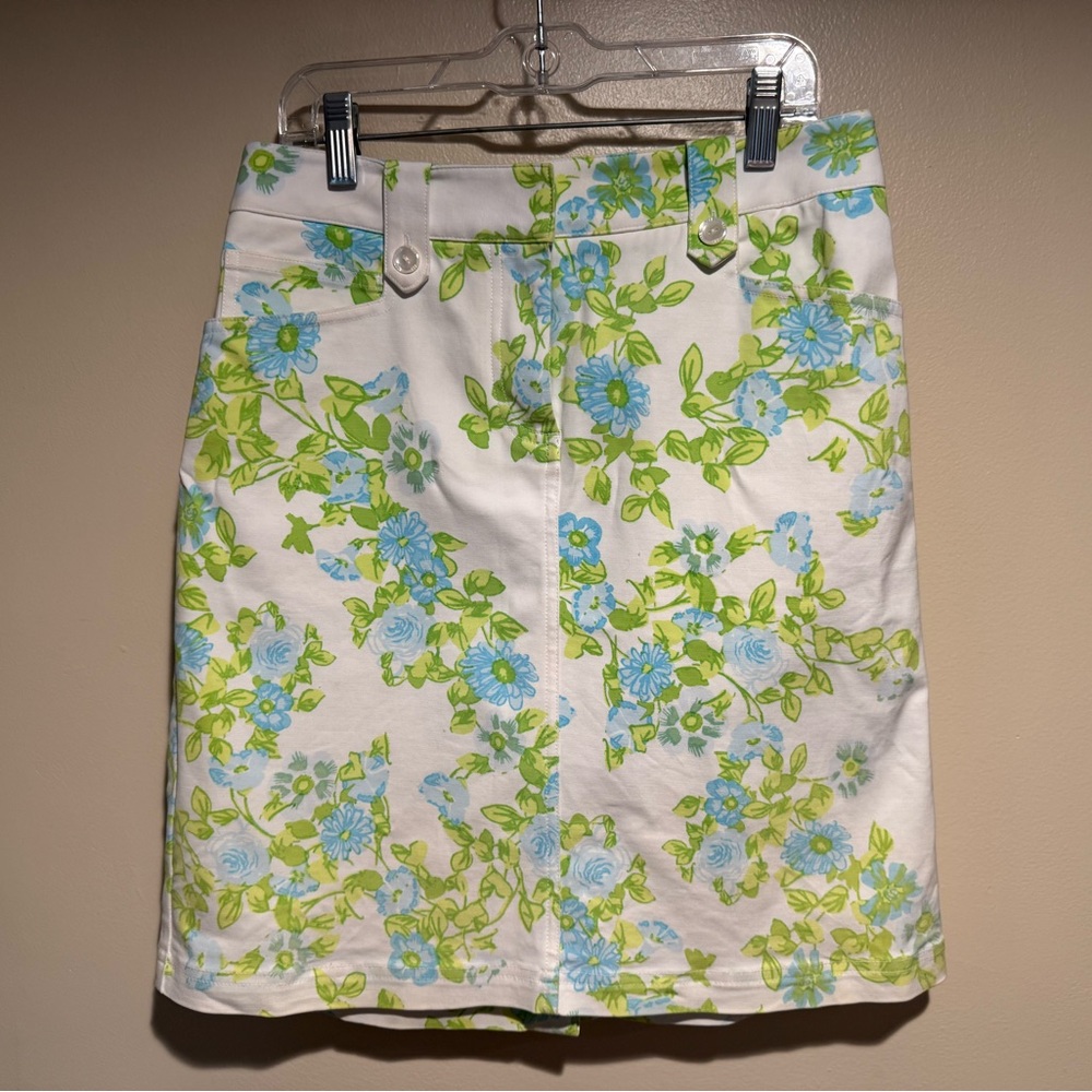 J.McLaughlin white skirt with blue and green floral print/6